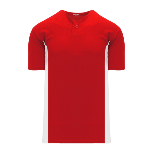 Athletic Knit One Button Pro Placket Performance Baseball Jersey (BA1343), Color '208 Red/White'